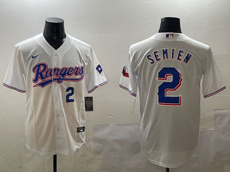 Men Texas Rangers #2 Semien White Game 2025 Nike MLB Jersey style 3